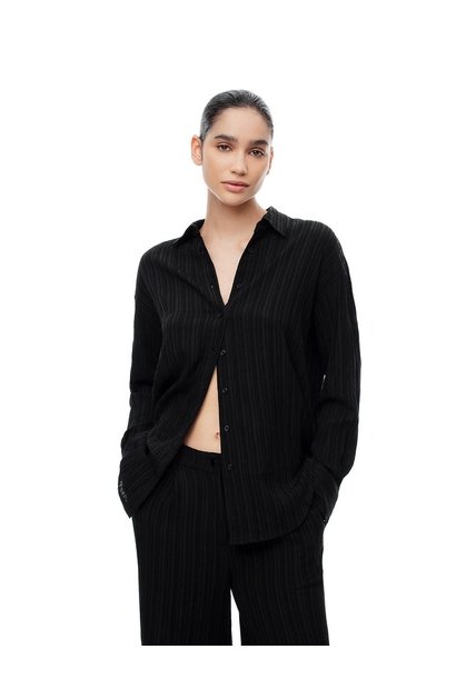 Camisa Manga Larga Oversize Negra Mujer Negro