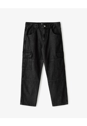 Jean Cargo Recto Negro Hombre Azul