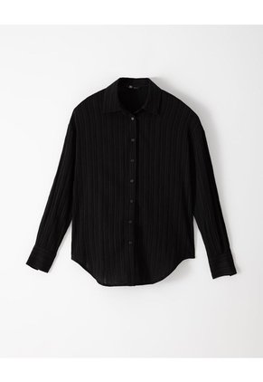 Camisa Manga Larga Oversize Negra Mujer Negro