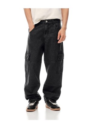 Jean Cargo Recto Negro Hombre Azul