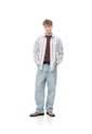 Camisa Manga Larga Regular Algodón Cuadros Hombre Blanco de Gef