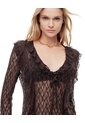 Blusa Manga Larga Regular Encaje Chocolate Mujer Chocolate de Gef