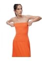 Vestido Largo Strapless Silueta A Naranja Mujer Naranja de Gef