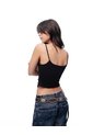 Camiseta Tirantes Slim Recogido Negra Mujer Negro de Gef