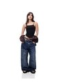Camiseta Tirantes Slim Recogido Negra Mujer Negro de Gef