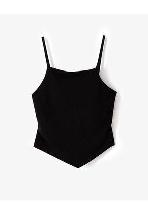 Camiseta Tirantes Slim Recogido Negra Mujer Negro