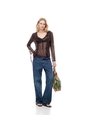 Blusa Manga Larga Regular Encaje Chocolate Mujer Chocolate de Gef