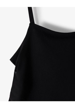 Camiseta Tirantes Slim Recogido Negra Mujer Negro