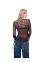 Blusa Manga Larga Regular Encaje Chocolate Mujer Chocolate de Gef