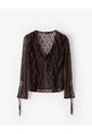 Blusa Manga Larga Regular Encaje Chocolate Mujer Chocolate de Gef