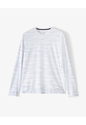 Camiseta Regular Manga Larga Blanca Estampada Hombre Blanco