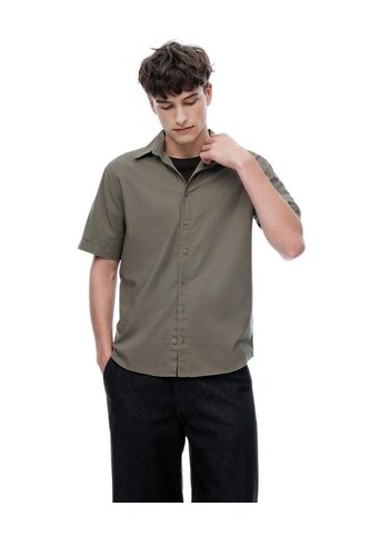Camisa Regular Manga Corta Café Hombre Cafe Gef