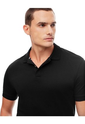 Polo Slim Algodón Negra Hombre Negro
