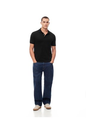 Polo Slim Algodón Negra Hombre Negro