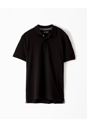 Polo Slim Algodón Negra Hombre Negro