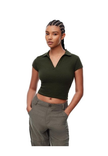 Polo Slim Algodón Verde Mujer Verde