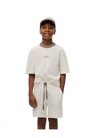 Bermuda Regular Algodón Texturizada Vainilla Niño Beige Gef