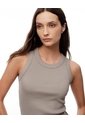 Camiseta Esqueleto Slim Rib Algodón Taupe Mujer Marron Claro de Gef