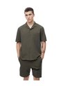 Camisa Manga Corta Loose Tela Liviana Café Hombre Cafe de Gef