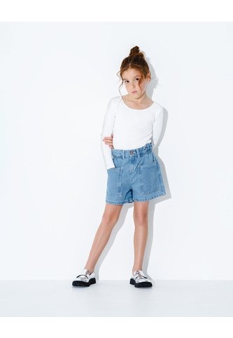 Short Cargo Tiro Alto Denim índigo Medio Niña Azul Oscuro Gef