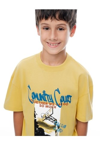 Camiseta Regular Manga Corta Amarilla Niño Amarillo Gef