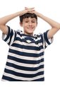 Camiseta Regular Manga Corta Azul Rayas Niño Azul de Gef
