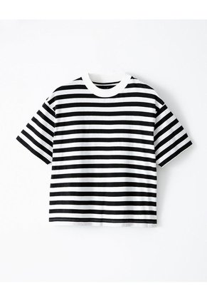 Camiseta Oversize Algodón Rayas Mujer Blanco