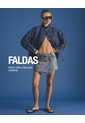 Falda Short Tiro Alto Denim índigo Medio Mujer Azul Oscuro de Gef