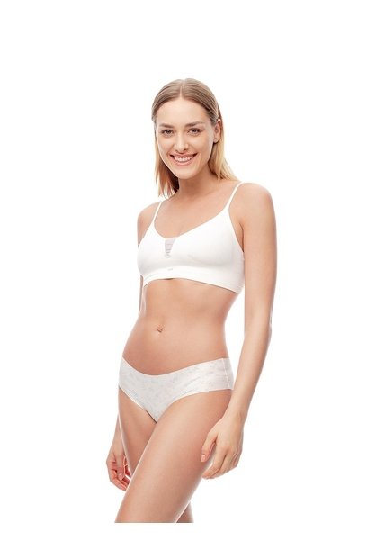 Panty Cachetero Tiro Medio Invisible Estampado Mujer Beige
