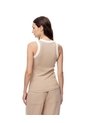 Camiseta Esqueleto Slim Rib Algodón Caqui Mujer Beige de Gef