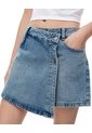 Falda Short Tiro Alto Denim índigo Medio Mujer Azul Oscuro de Gef