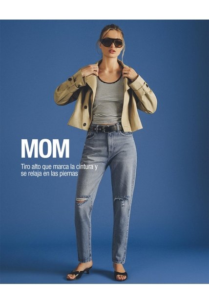 Jean Mom Alto Medio índigo Medio Mujer Azul Oscuro
