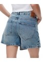 Falda Short Tiro Alto Denim índigo Medio Mujer Azul Oscuro de Gef