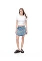 Falda Short Tiro Alto Denim índigo Medio Mujer Azul Oscuro de Gef