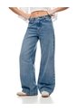 Jean Wide Leg Tiro Alto índigo Medio Mujer Azul Oscuro de Gef