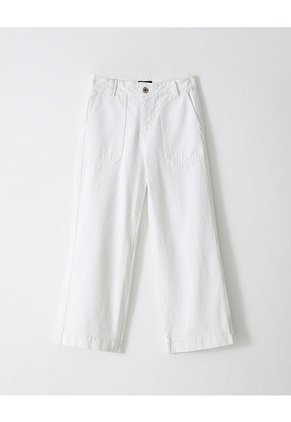 Jean Culotte Tiro Medio Blanco Mujer Blanco