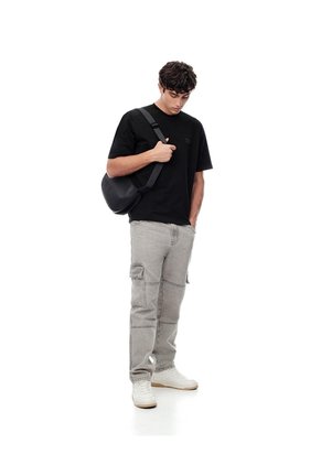 Camiseta Oversize Algodón Negra Hombre Negro