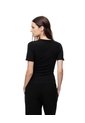 Camiseta Slim Rib Algodón Negra Mujer Negro de Gef