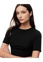 Camiseta Slim Rib Algodón Negra Mujer Negro de Gef