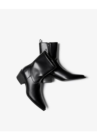 Botas Tipo Western Tacón Medio Negras Mujer Negro Gef