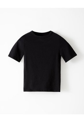 Camiseta Slim Rib Algodón Negra Mujer Negro