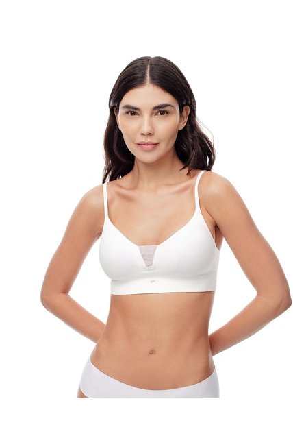 Top Soporte Medio Seamless Copas Removibles Blanco Mujer Blanco