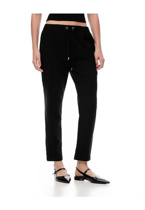 Pantalón Recto Tiro Alto Negro Mujer Negro