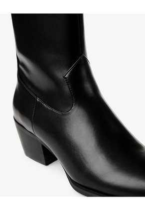 Botas Tipo Western Tacón Medio Negras Mujer Negro