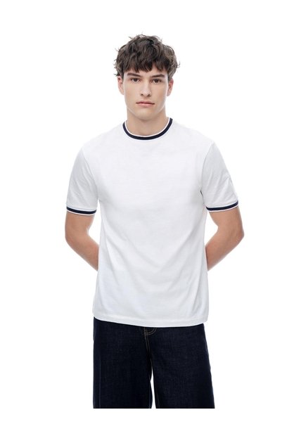 Camiseta Regular Algodón Jersey Azul Hombre Blanco