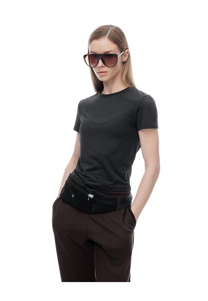 Camiseta Deportiva Secado Rápido Negra Mujer Negro