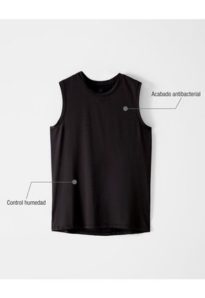Camisilla Deportiva Antibacterial Negra Hombre Negro