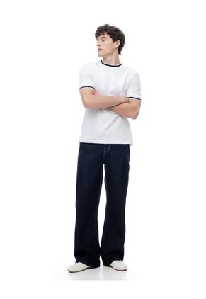 Camiseta Regular Algodón Jersey Azul Hombre Blanco