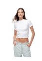 Camiseta Crop Slim Algodón Blanca Mujer Blanco de Gef