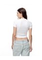 Camiseta Crop Slim Algodón Blanca Mujer Blanco de Gef